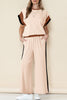 White Color Block Detail Casual Two-piece Set