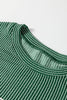 Blackish Green Twisted Rib Outlined Merry Letter Graphic Loose Long Sleeve Top