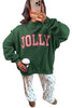 Blackish Green MERRY Embroidered Letter High Neck Tunic Pullover Sweatshirt