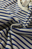 Blue Stripe Textured Elbow Patched Crew Neck Drop Shoulder Sweatshirt