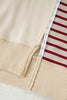 Red Stripe Sleeve Patchwork Casual Knit Top