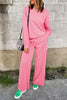 Sachet Pink Solid Color Patchwork Pullover Top and Cargo Pants Set