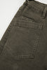 Coffee Solid Color Square Patch Pocket Ankle-length Barrel Jeans