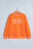 Grapefruit Orange Polka Dot Letter Print Contrast Trim Mock Neck Sweatshirt