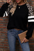 Black Leopard Print Colorblock Raglan Sleeve Sweatshirt