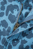 Sky Blue Leopard Print Straight Loose Jeans