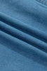 Sky Blue Half Buttons Pleated High Waist Denim Mini Skirt with Drawstring
