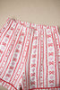 Red Cute Bow Heart Print Ribbon Decor Short 2pcs Pajama Set