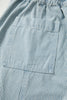 Sky Blue Stripe Mid Rise Drawstring Waist Jeans