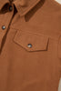 Cinnamon Corduroy Flap Pocket Button Up Round Hem Shacket