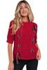 Black Plaid Lace up Detail Christmas Holiday Puff Short Sleeve Sweater