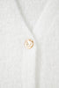 White Fuzzy Buttoned Front Midi Solid Cardigan
