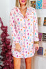 Pink Christmas Twinkle Tree Print Shirt Sleep Dress