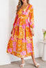 Orange Floral Patchwork Print Cut out Tied Back Bracelet Sleeve Maxi Dress
