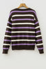 Brown Stripe Embroidered Detail Drop Shoulder Pullover Sweater
