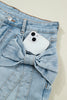 Beau Blue Bow Detail Denim Shorts with Pockets