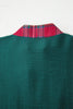 Evergreen Contrast Plaid Patchwork V Neck Half Sleeve Blouse