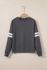 Dark Grey Varsity Striped Detail Drop Shoulder Oversized Sweatshirt