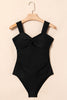 Black Cut out Twist Bowknot Backless One Piece Swimsuit