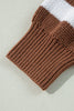 Brown Stripe Geometric Textured Drop Shoulder Sweater