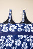 Rose Red Color Block Patchwork Bow Knot Detail Sleeveless Swim Dress