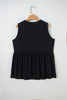 Black Plus Size Solid Color Bow Tie Peplum Tank Top