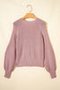 Light Pink Mixed Texture Knit Button V Neck Sweater Cardigan