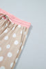 Pink Polka Dot Contrast Trim Long Sleeve Top Drawstring Shift Pants Set