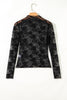 White Plus Size Floral Mesh Long Sleeve Top