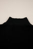 Black Ribbed Zip Stand Neck Drop Shoulder Pullover Bodycon Skirt 2pcs Set