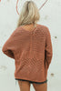 Redwood Burl Mix Pattern Hollowed Knit Open Front Cardigan