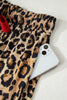 Racing Red Retro Plaid Leopard Print Patchwork Long Sleeve Shorts Pajama Set