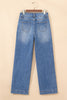Sky Blue Double Button Zip Fly Straight Leg Jeans