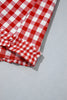 Red Plaid Long Sleeve Button Down Frill Detail Casual Shirt