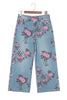 Sky Blue Garden Floral Print Bootcut Jeans