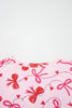 Red Romantic Bow Print Loose Tee Drawstring Shorts 2pcs Lounge Set