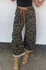 Multicolour Camouflage Print Retro Grommet Tie Waist Loose Jeans