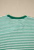 Sky Blue Stripe Crew Neck Tee Drawstring Waist Cropped Pants Set