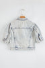 Beau Blue Light Wash Buttoned Chest Pocket Puff Sleeve Denim Jacket
