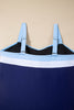 Navy Blue Color Block Detail Adjustable Straps One Piece Swimsuit