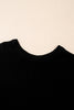 Black Solid Color Sweater Tee with Side Slits