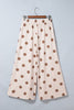 Beige Polka Dot Wide Leg Elastic Waist Casual Pants