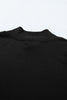 Black Solid Color High Neck Cap Sleeve Loose Top