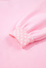 Pink Colorblock Polka Dot Contrast Trim Oversized Sweatshirt