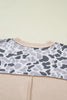 Gray Camouflage Print Twisted Ribbed Patchwork Casual T Shirt
