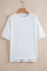 White Loose Half Sleeve Hi Low Hem T Shirt