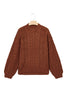 Coffee Solid Color Cable Knit High Neck Loose Pullover Sweater