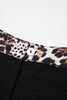 Black Plus Size Leopard Patchwork Round Neck Loose Tee