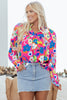 Rose Flower Bomb V Neck Blouse