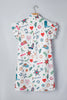 White Western Print Flutter Sleeve Button Down Mini Dress